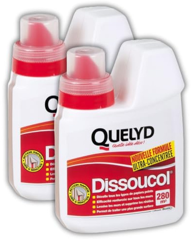 Lot de 2 DISSOUCOL QUELYD 500ml – Décolleur pour papiers peints vinyles, revêtements muraux et badigeons