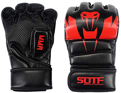 SOTF Punching Gloves for Adults MMA Training Glove Men Fight Boxing Gloves Open Fingers Women Red
