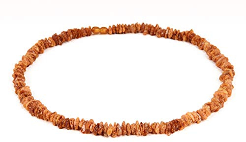 AMBERAGE Collana da donna in ambra baltica naturale, realizzata a mano con perle di ambra baltica grezza/certificata (2 misure) (21,7)
