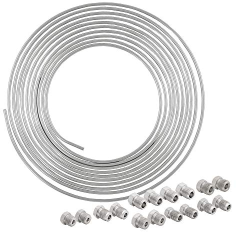 4LifetimeLines – 3/16 x 25' Stainless Steel Brake Line Kit | 316L Marine-Grade Tubing with 16 SAE Fittings | Corrosion & Rust Resistant | 15,310 PSI | Universal Fit for Cars & Trucks