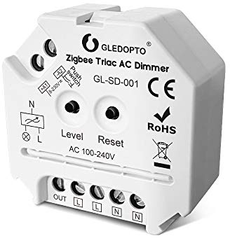 GLEDOPTO ZIGBEE Triac AC Dimmer 100–240 V Den justerbara belastningen har LED, ohm last halogenlampa med elektronisk transformator kompatibel med Alexa et SmrtThings