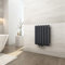 EMKE Radiador horizontal ovalado, 550 x 440 mm, diseño tubular de doble capa, moderno panel con conexión lateral, color antracita, 549 W