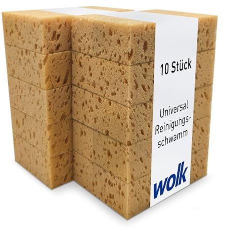 Universal Reinigungsschwamm - 10 Stück - 17,0 x 12,5 x 5,0 cm - Autoschwamm, Tafelschwamm, Schwamm - wolk