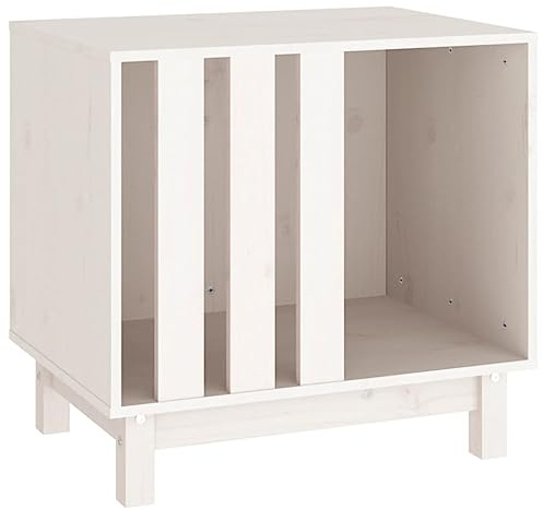 vidaXL Hundehütte Weiß 60x45x57 cm Massivholz Kiefer Hundehaus Hundebett