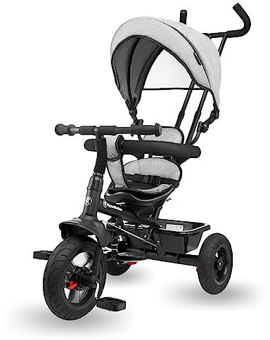 HyperMotion Dreirad ab 1 Jahr mit Schubstange - 3-in-1 Kinderfahrzeug für 1-4 Jahre, bis 20 kg - mit höhenverstellbarem Elterngriff und Schiebelenker, Grau