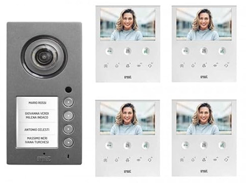 KIT VIDEOCITOFONO 4 FAMIGLIE URMET VIVAVOCE 1760/6 QUATTRO MIKRA PLUS a colori