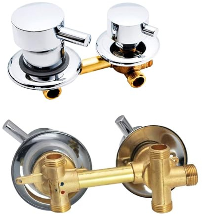 2/3/4/5 Voies Mitigeur Robinets de douche, Laiton Robinets de bain Entraxe 9cm/10cm/12,5cm/14,5cm, Mitigeur Salle Bain pour Cabine Ou Hammam (10cm,Fileté 3 voies)