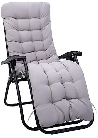 Niest Liegenauflage, Auflage Gartenliege 170x53x8 cm, Auflagen für Deckchair, Polsterauflage für Sonnenliege, Auflage Polster für Gartenmöbel mit Einstellband (grau)