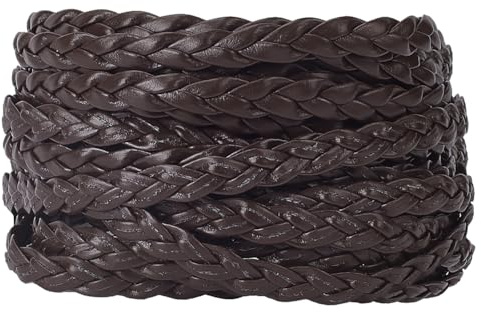GORGECRAFT 5m*7mm*2mm Cordoncino di Cuoio Piatto Cordoncino di Cuoio Intrecciato Piegato Finta Pelle Corda Filo per Artigianato Cavigliere Girocollo Collana Creazione di Gioielli,Marrone Noce di Cocco
