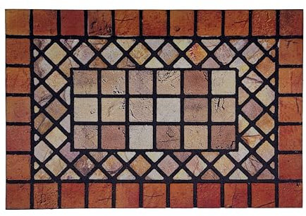 Nicoman Tile Heavy Duty Boot Scraper Doormat, Non-Slip Anti-Fatigue Eco-Friendly Rubber Indoor/Outdoor Door Mat, Rectangular (60x40cm), Red Border