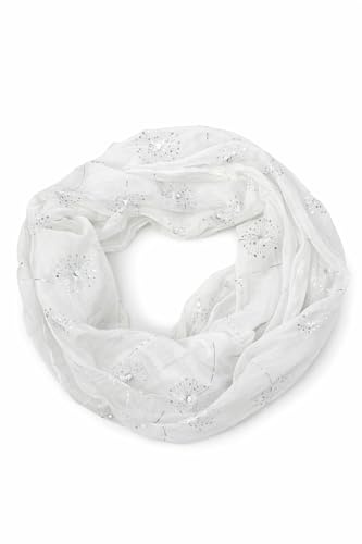 Seide Loop Schal Halstuch Schals Rundschal Schlauchschal Tücher Damenschal Pusteblumen glitzer Damen (Weiß)