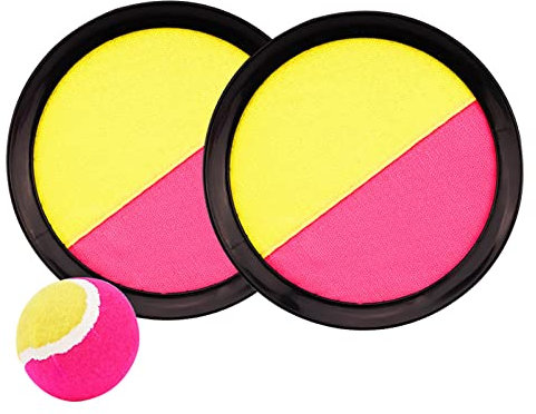 Set da Gioco per Bambini Lancio e Cattura della Palla, Bastone da Palmo per Bambini, Palla Bersaglio, Giocattoli, Asilo, Attrezzatura Sportiva Interattiva, Giallo Rosso