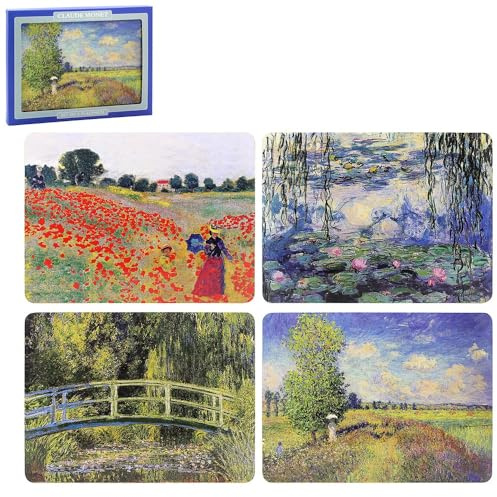 The Leonardo Collection Set di 4 tovagliette antiscivolo lavabili per sala da pranzo, design di Claude Monet, set di 4 tovagliette stampate