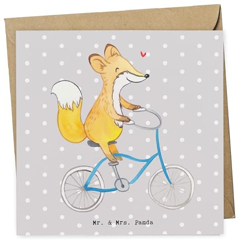 Mr. & Mrs. Panda Klappkarte Fuchs Fahrrad fahren - Geschenk, doppelkarte, Radsport, Glückwunschkarte, Grußkarte, faltkarte, Mountainbiking, Trekking, anlasskarte, Radeln