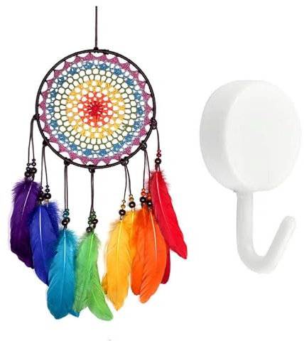 1 Pieza De Colgante De Atrapasueños, Gancho, Atrapasueños De Pared, De Plumas De Colores, Accesorios De Decoración De Dormitorio