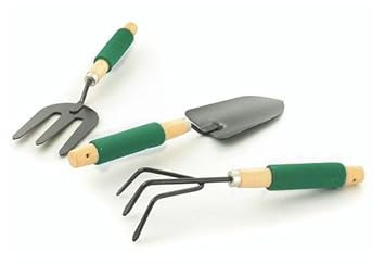 Zendea Juego de 3 Herramientas de jardín con rastrillo para Recoger Hojas, un Tenedor para trasplantar Flores y Espadas para cavar el Suelo – Fabricados en Materiales Resistentes y Mango ergonómico