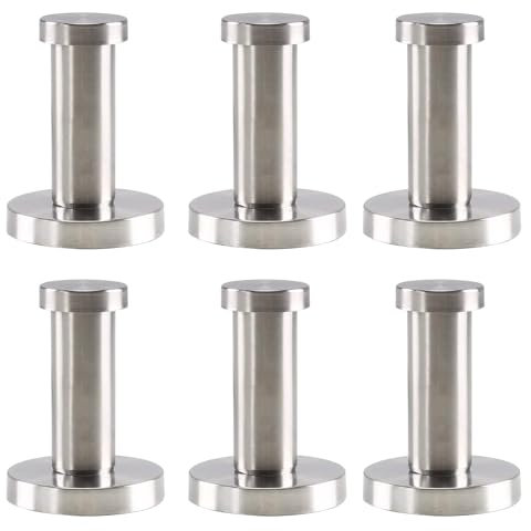 Luabue 6 Stück Kleiderhaken Garderobenhaken Edelstahl Handtuchhaken zum Bohren Wandhaken Handtuchhalter mit Schrauben Robe Haken für Bad Küche Mantel Haken Handtuch 52mm