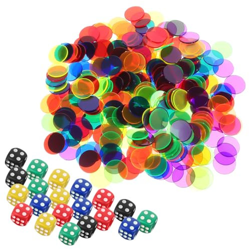 KOMBIUDA 320stücke Transparente Kunststoffzähler-spielchips Mit Punktwürfeln Für Mathematikunterricht Und Kinderspiele
