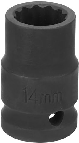QUARKZMAN Llave de Impacto de 12 Puntos de 1/2 Pulgada 14mm Métrica Cr-V Llave de Impacto Superficial para Tuercas con Conductor para Reparación de Automóviles