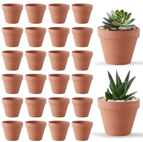 24 Pcs Pots de Fleurs en Terre Cuite, 3,5 x 3 cm Petite Terre Cuite Pots, Mini Terracotta Pot avec Trou de Vidange, Petit Pot de Fleur, Pots de Fleurs Peinture Graffiti pour Intérieur Extérieur