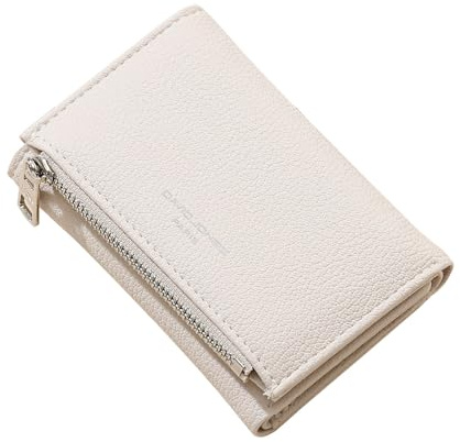 David Jones - Damen Kleine Geldbörse PU Leder - Portemonnaie Geldbeutel Frau Elegant - Kartenetui Kartenhalter Brieftasche Wallet mit Münzfach & Reißverschluss - Praktisch Kompakt Alltag - Beige