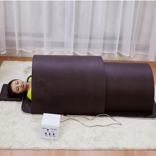 1200W Dôme De Sauna Infrarouge Lointain Professionnel 1 Personne Sauna Sec Portable à Domicile Avec Tapis Proche Infrarouge,Détoxification Chauffée,Circulation Et Pierres Thérapeutiques