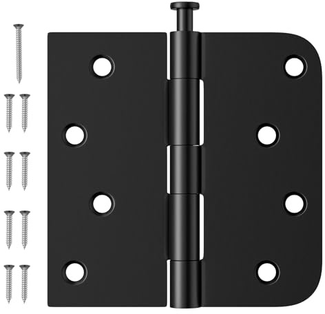 3 Pack Black Door Hinges 4 Inch, Exterior Door Hinges, Removable Pin