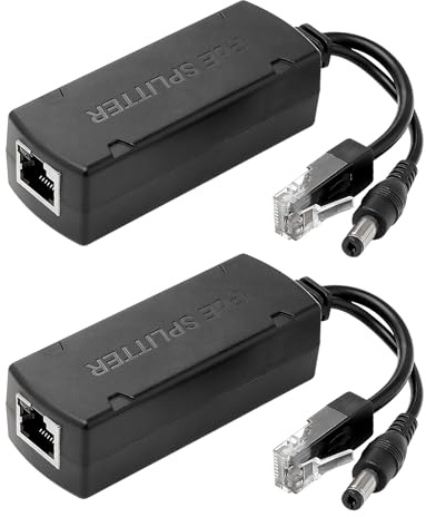 Leehitech PoE Splitter 2 Stück, 48V auf 12V 1.2A, 100Mbps | 2er Set PoE Splitter Adapter, wandelt 48V PoE auf 12V 1.2A um, 100Mbps, IEEE802.3af, Plug and Play für IP-Kameras
