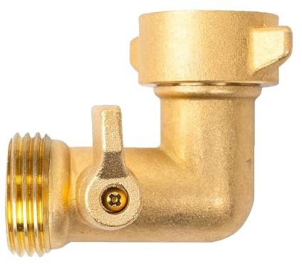 TopHomer 3/4 Brass Garden Hose Adapter 90 Degree Hose Elbow with Shut Off Valve Water Pipe Elbow Connector for Outdoor Garden Faucet