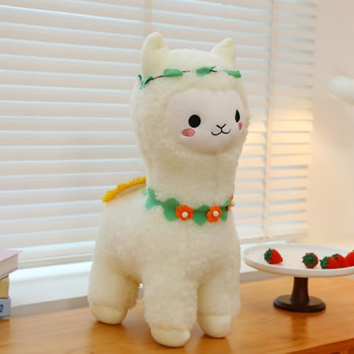 Uixxducc Alpaka Kuscheltier, Alpaka Stofftier Plüschtier, Plüschtiere Süß Lama Puppe Plüsch, Weiche Alpaka Plüsch Spielzeug, Geschenk für Kinder Mädchen Jungen (40cm,Weiß)