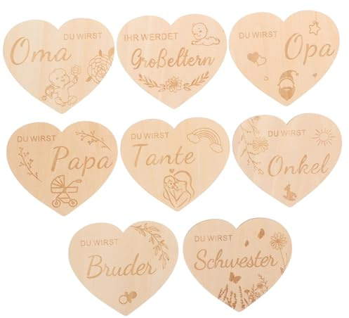 WEKAMOS Meilensteinkarten Teilig aus Holz Langlebige Babywachstums Schilder für Neugeborene Fotorequisiten zur Monatsdokumentation für Schwangerschafts und Familienankündigungen