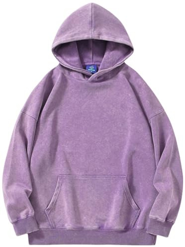 Silver Basic Uomo Donna 100% Cotone Felpe con Cappuccio Oversize Pullover Hoodie Lavato Vintage Y2K Felpe Sportiva Unisex