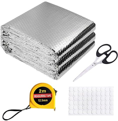 Radiator Foil Reflector Roll, Double-Layer Reflective Insulation Roll | 5 m x 0.6 m Energy-Saving Heat deflector Radiator Reflector Panels Heat & Vapour Barrier Saves Energy for Behind Radiators
