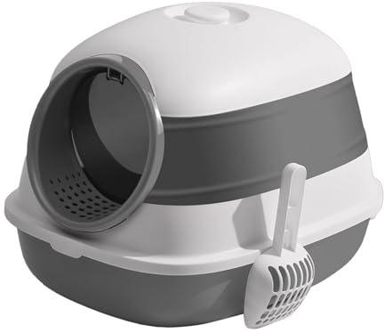 Masoog Bac à Litière pour Chaton - Toilettes pour Chats Fermées Pliables avec Contrôle des Odeurs,avec Pelle Et Couvercle Bac À Parois Hautes - pour Animaux Domestiques Intérieur Maison Coin