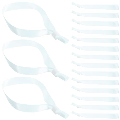 SHOWERORO Lot de 20 Bracelets en Tissu d'Identification Blancs pour Événements Résistants Polyester Jetables pour Concerts Festivals et Gestion d'Accès