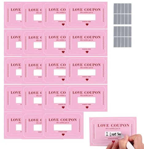 Genérico Cupones de amor romántico: 20 tarjetas divertidas para raspar, juego de regalo para parejas | Tarjetas de amor de San Valentín para su novio, novia, esposa, marido, novia, fiesta, cumpleaños