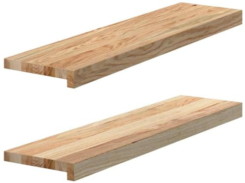Extensión de cubierta para alféizar de ventana, 2 unidades, sin tratar, 80 x 20 x 2 cm, madera maciza de roble para cocina, dormitorio, habitación infantil, cuarto de baño