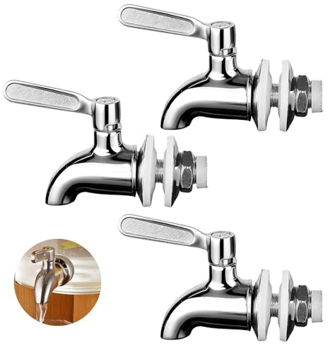 PRITOK Dispensador de bebidas: 3 unidades, 16 mm, acero inoxidable 304, grifo de repuesto de acero inoxidable, grifo giratorio apto para vino, zumo, barril de cerveza, recipiente de cristal