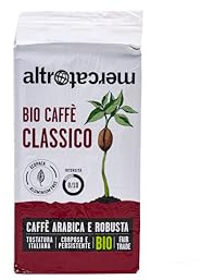 ALTROMERCATO – Biocaffè classico macinato per moka – caffè biologico arabica e robusta – da commercio equo e solidale, America Latina e India – gusto intenso ed equilibrato– 250 g