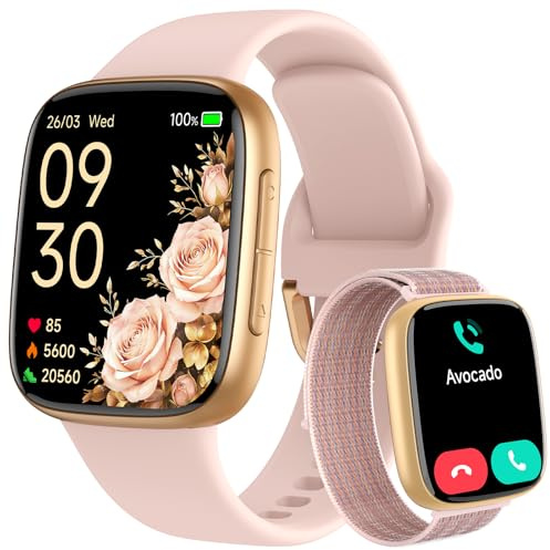 Smart Watch for Women, Answer/Make Call, 1.85 AMOLED Always-On Display Screen Smartwatch for iPhone & Android, 3ATM Waterproof Fitness Tracker with Heart Rate/Sleep/SpO2 Monitor, 100+ Sport Modes