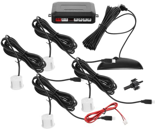 SHINEOFI Sistema de Asistencia de Estacionamiento ABS Blanco Sensor Trasero, Medición Precisa de Distancia 1 Juego para Coche