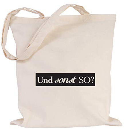 JUNIWORDS Jutebeutel, Wähle ein Motiv & Farbe, Und sonst so? (Beutel: Natur, Text: Schwarz)