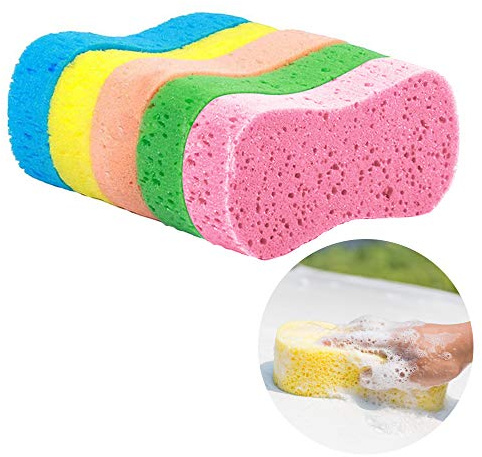5 Pack Car Wash Sponges, 8.7 x 4.4 x 1.8 Multi-Functional Large Cleaning Sponges Kitchen Handy Wash Extra Thick Scrubber Kit