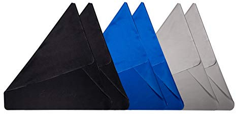 ED HICKS Mikrofaser Reinigungstücher - 6 EXTRA Große Prämie Mikrofaser Tücher für Alle Arten von Bildschirmen- TV, LCD, LED, iPad, Laptop. 30 x 30cm | 6er-Pack | Schwarz, Grau, Blau