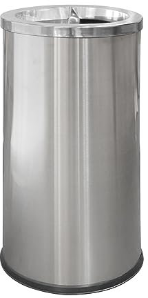 Danieli | Pattumiera in Acciaio da Esterno con Porta Sabbia CES012/SI | Cestino da Esterno con Ampio Gettacarte da 52 litri | Bidone in acciaio con Porta Sabbia | Cm Ø 38