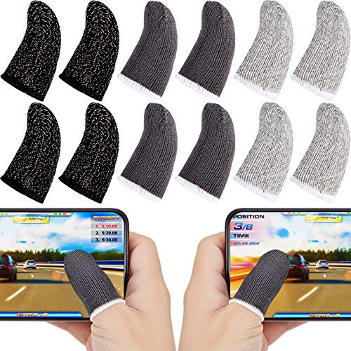 BBTO Spielen Fingerhülse Touchscreen Fingerhülse Anti-Schweiß Atmungsaktive Touchscreen Finger Sleeve für Handy Spiele (Schwarz Weiß Grau, 30 Stück)