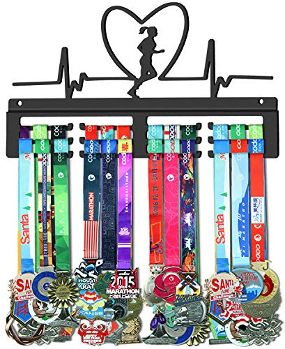 WEBIN Medaillen Aufhänger für Damen-Laufen Halter Display Rack, Schwarz Super Hart Stahl Metall,Wandmontage Über 50 Medaillen