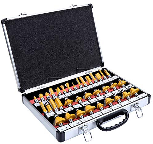 HSEAMALL 35 Pièces Fraise Defonceuse 12.7 mm Fraise Bois Fraises à Rainurer Carbide Router Bits Fraise à Menuiserie Routeur Électrique