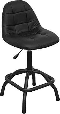 Sealey Workshop Stool Pneumatic with Adjustable Height Swivel Seat & Back Rest - SCR01B