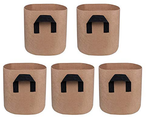 Mintice 5 Piezas Sac à plantes Bolsa de Cultivo de Plantas Vegetal Bolsa Cultivo Tela macetas Respirable hogar jardín para Patata, Tomate, Zanahoria 7 galones marrón